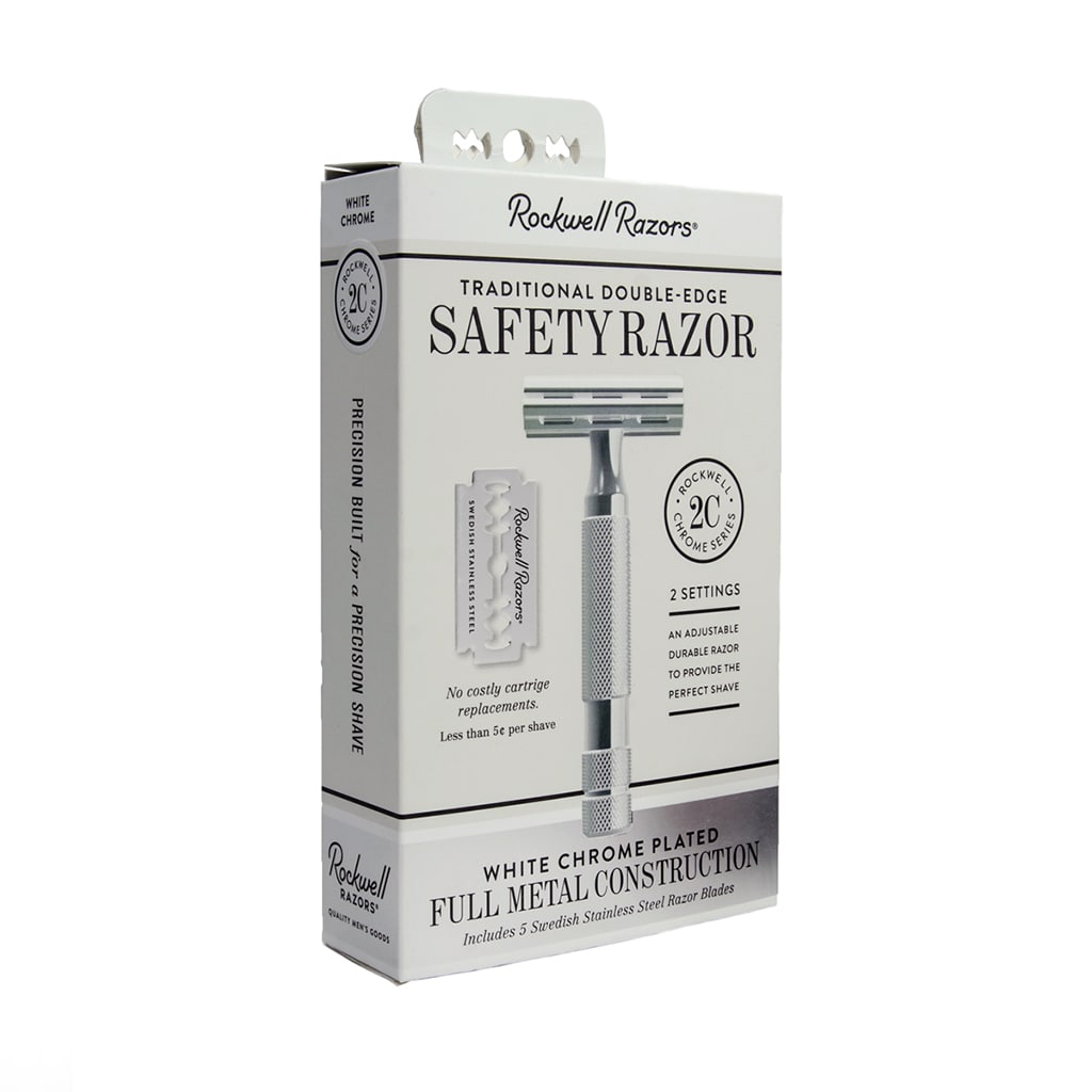 Rockwell 2C Adjustable DE Safety Razor - White Chrome (2 Settings)-2