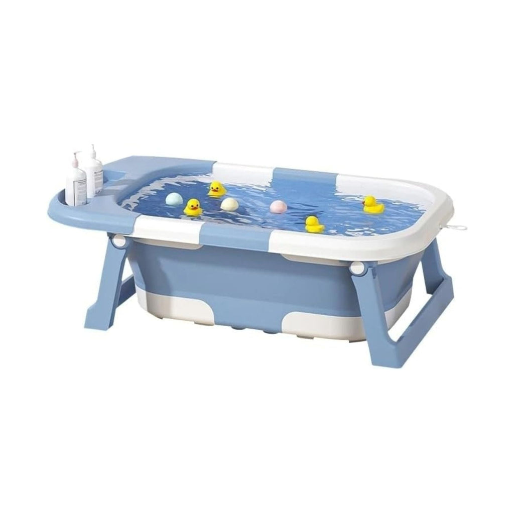 Foldable Baby Bath Tub for Infants and Toddlers Blue-0