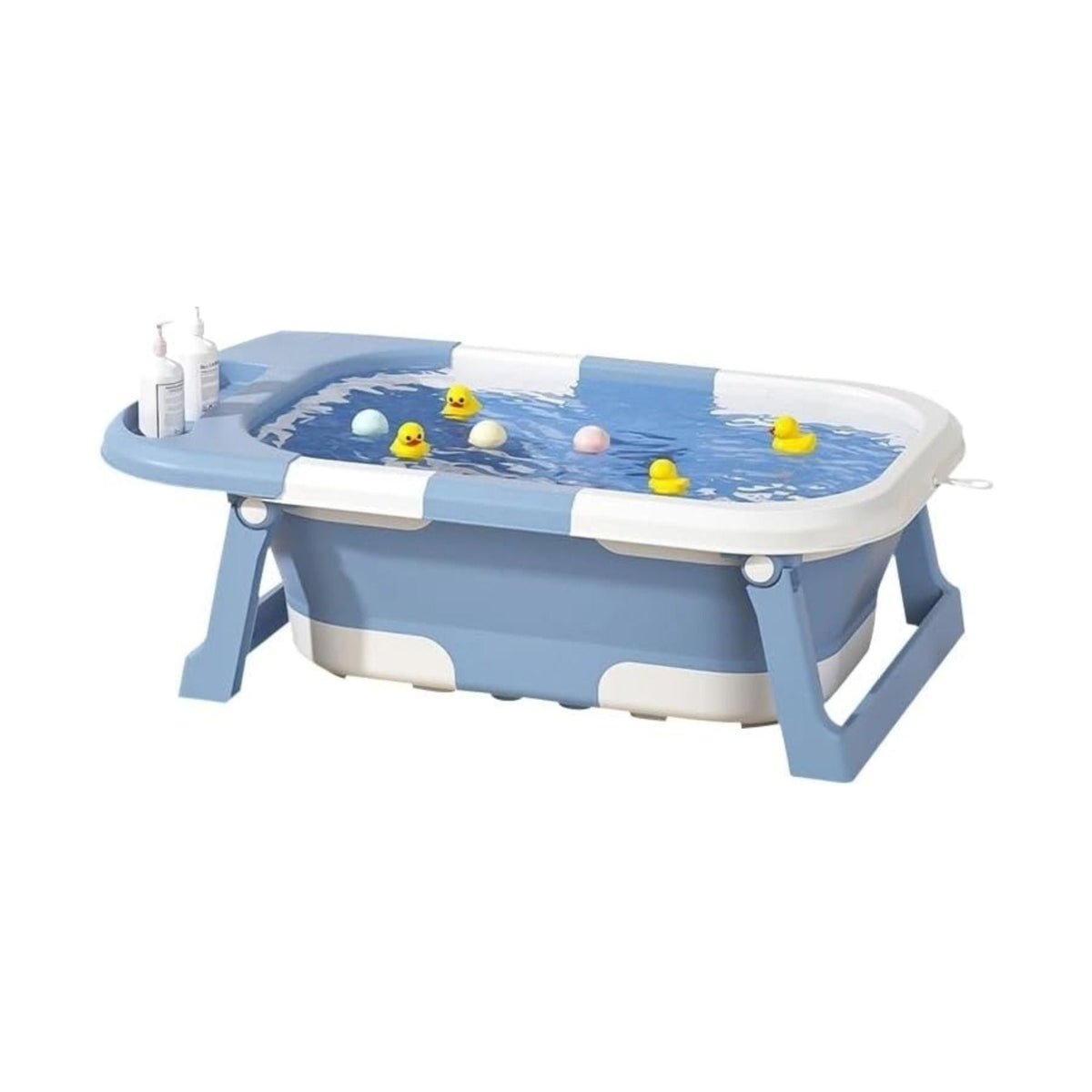 Foldable Baby Bath Tub for Infants and Toddlers Blue-0