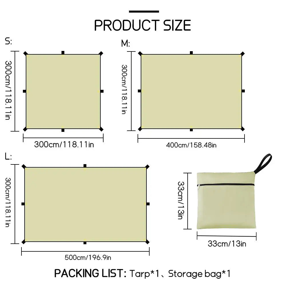 Black Coated Waterproof Camping Tent (Beige)-2