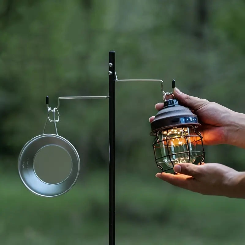 Portable Folding Lamp Pole - Lightweight Collapsible Aluminum Lantern Stand-3