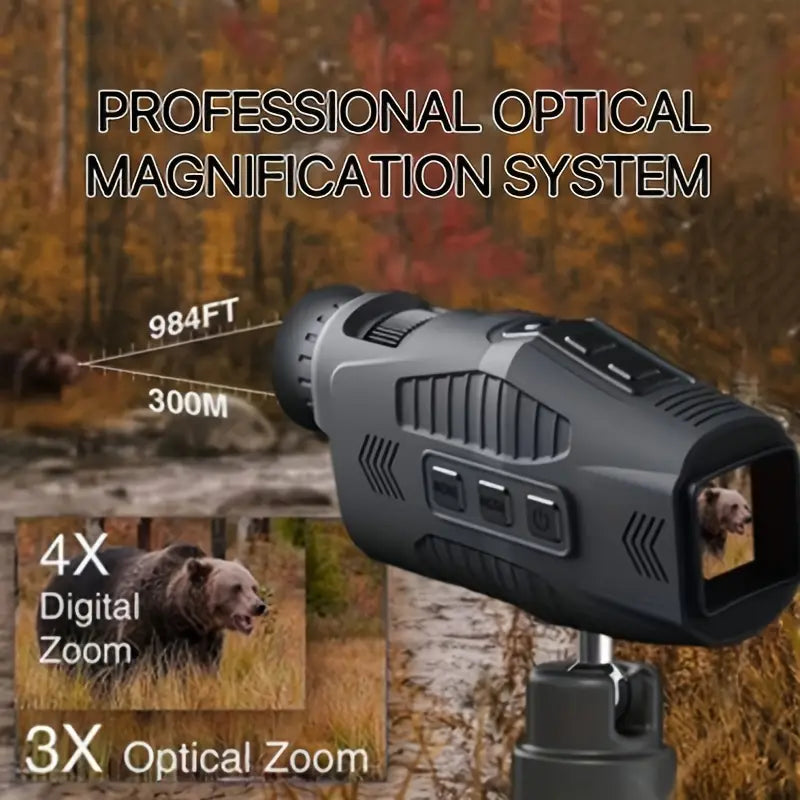 ABS R11 Night Vision Monocular - All Black Vision, 5x Digital Zoom, 984ft Range, 1080P Video, USB Charging-4
