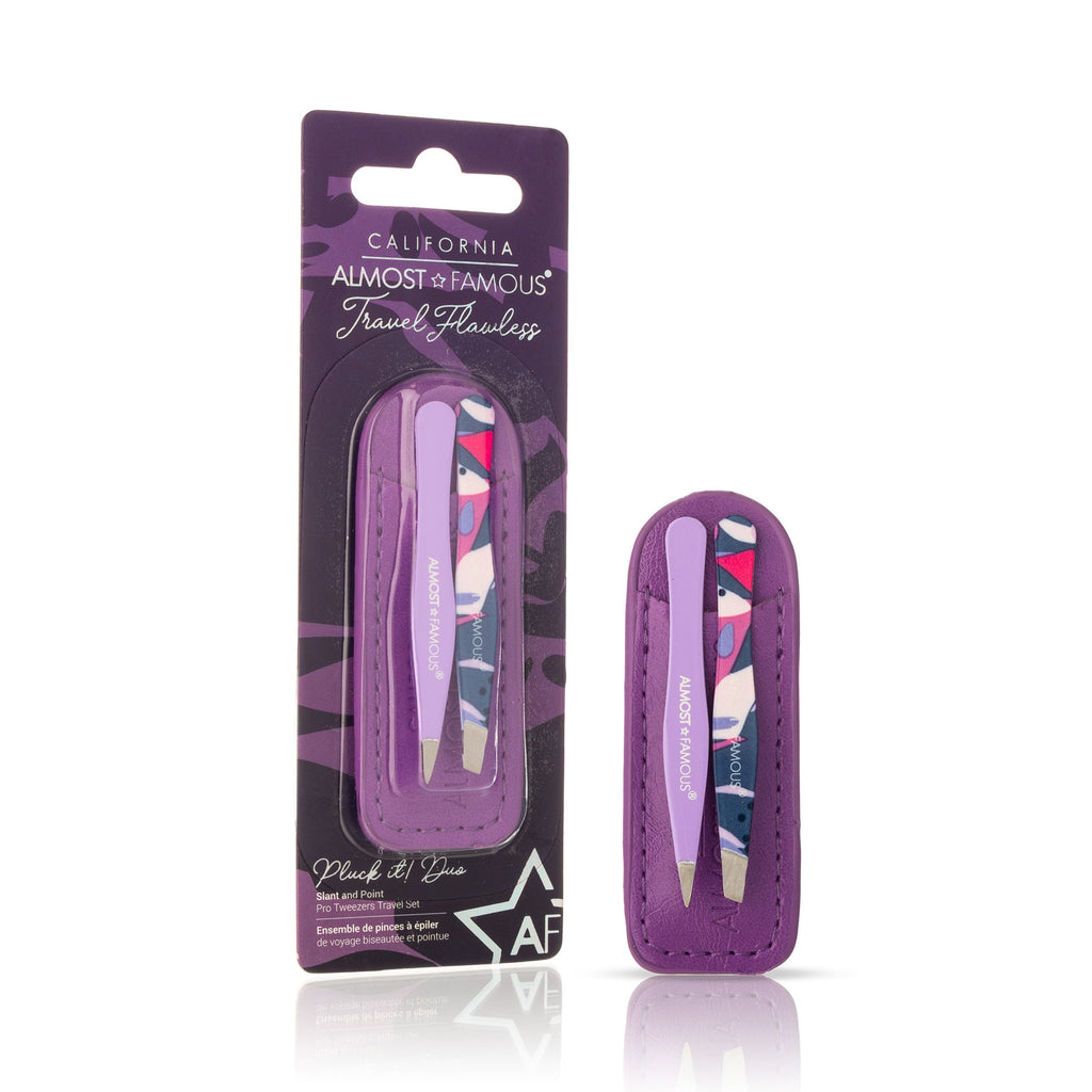 ALMOST FAMOUS "Smooth & Clear" Grooming Set | Mini Flat Iron, Blemish Tool Set, Tweezer Duo & Dermaplaning Razors-4