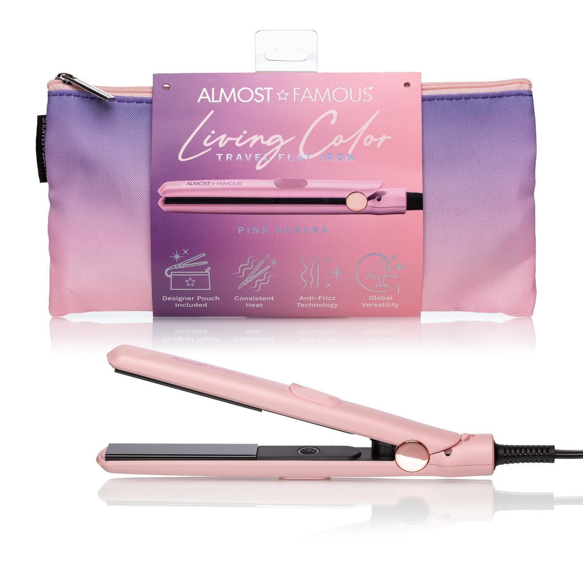 ALMOST FAMOUS "Glow & Go" Travel Beauty Set | Mini Flat Iron, Cryo Facial Globes & LED Brow Trimmer-3
