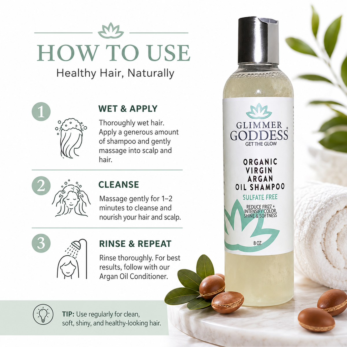 Organic Sulfate-Free Shampoo with Argan Oil for Healthy Hair-3