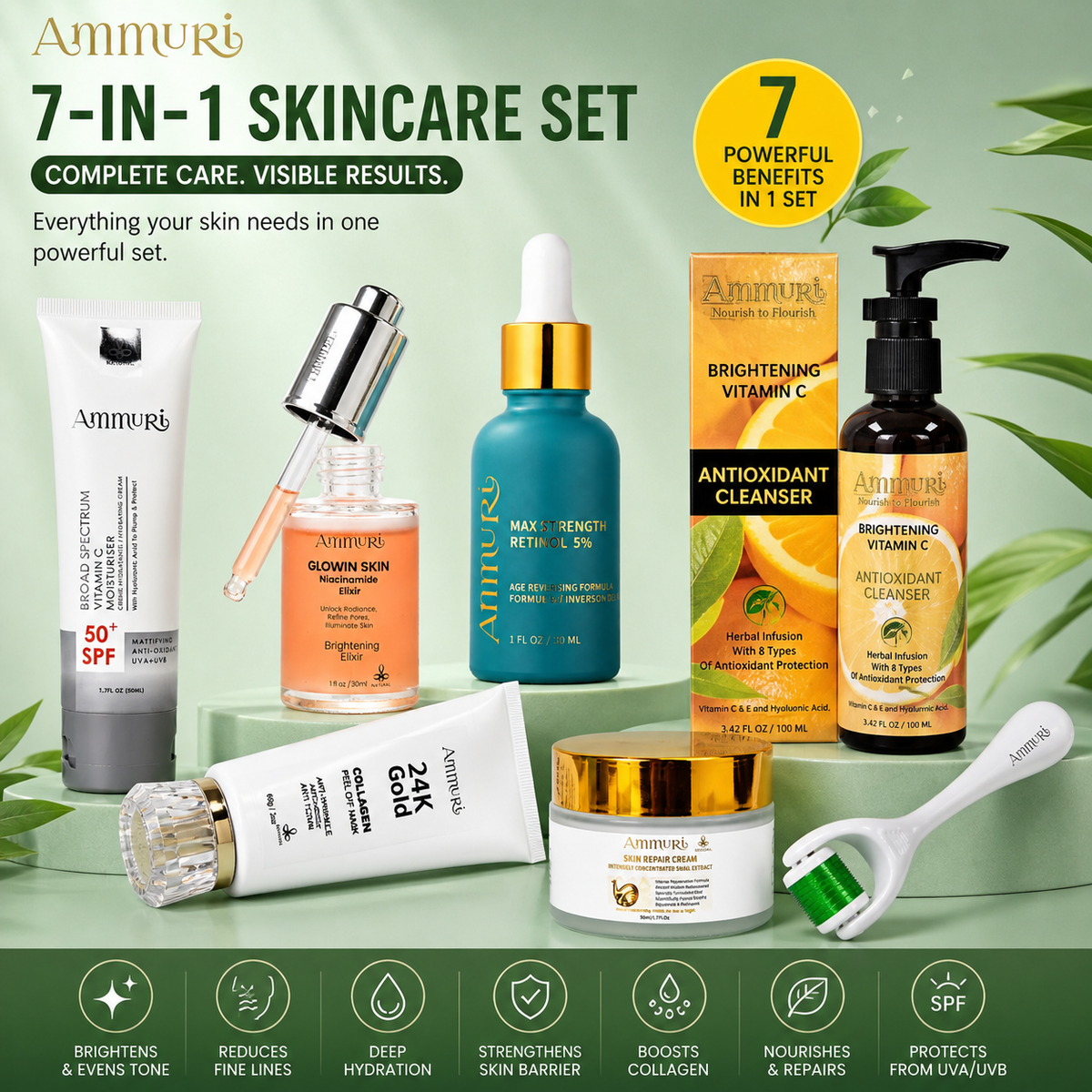 7-Piece Anti-Ageing Skincare Set | Retinol, Niacinamide & Vitamin C | Ammuri-1