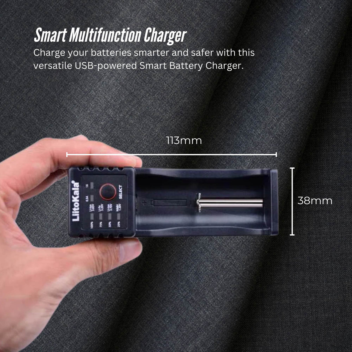 LiitoKala Lii-100 Smart Battery Charger - USB Output for 18650 AA AAA Li-ion NiMH-2