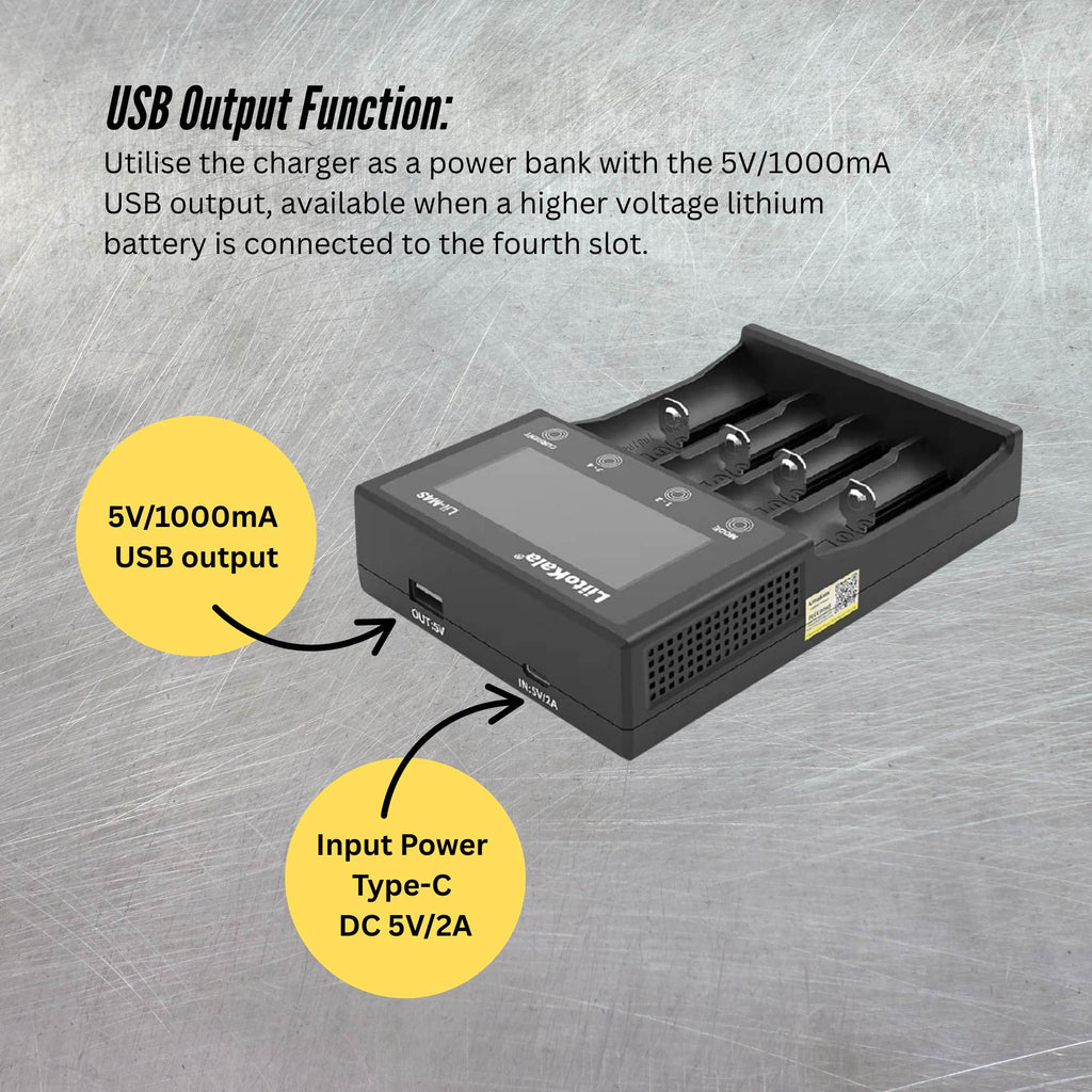 LiitoKala Lii-M4S Battery Charger LCD 4-Slot USB Li-ion NiMH Test Discharge Mode-2