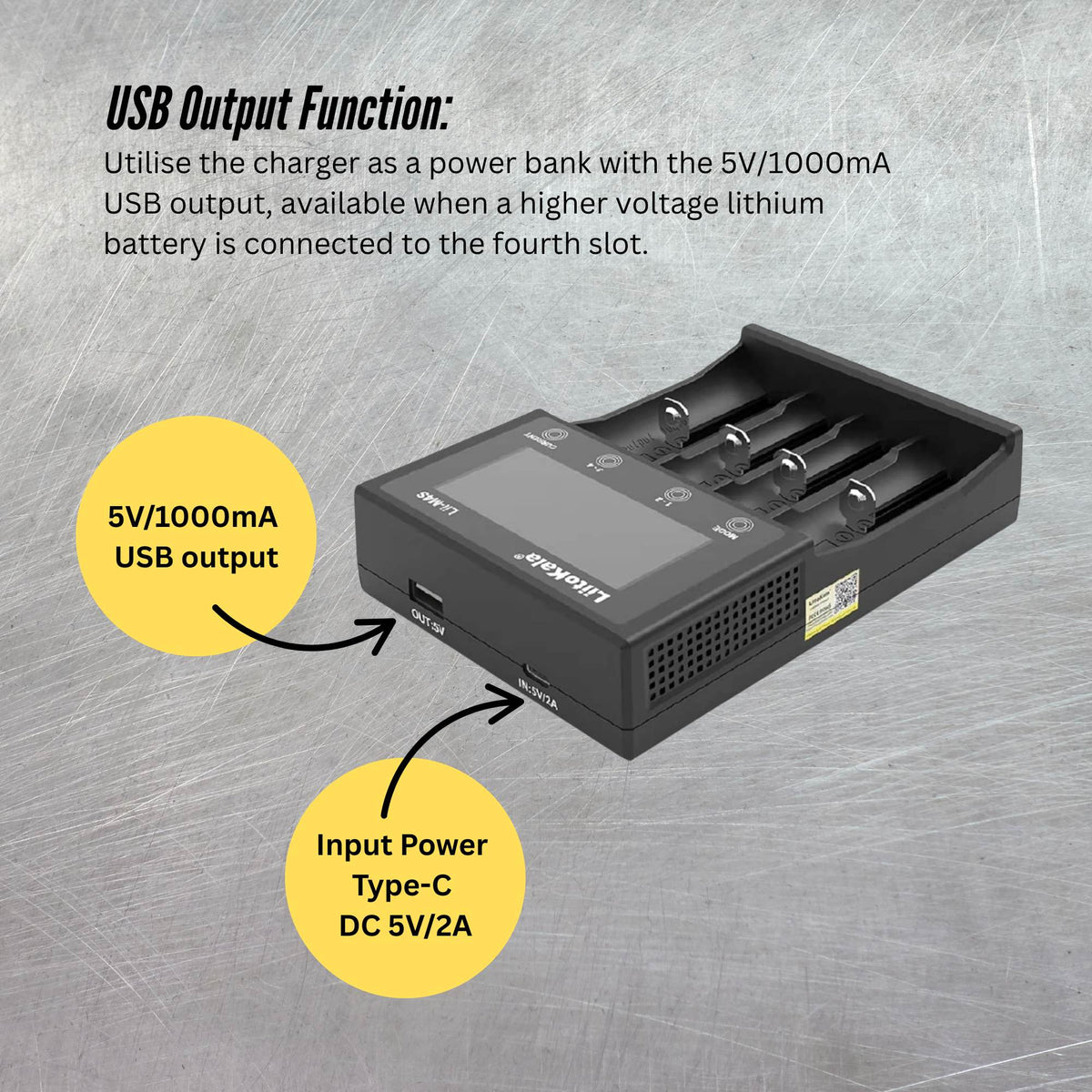 LiitoKala Lii-M4S Battery Charger LCD 4-Slot USB Li-ion NiMH Test Discharge Mode-2