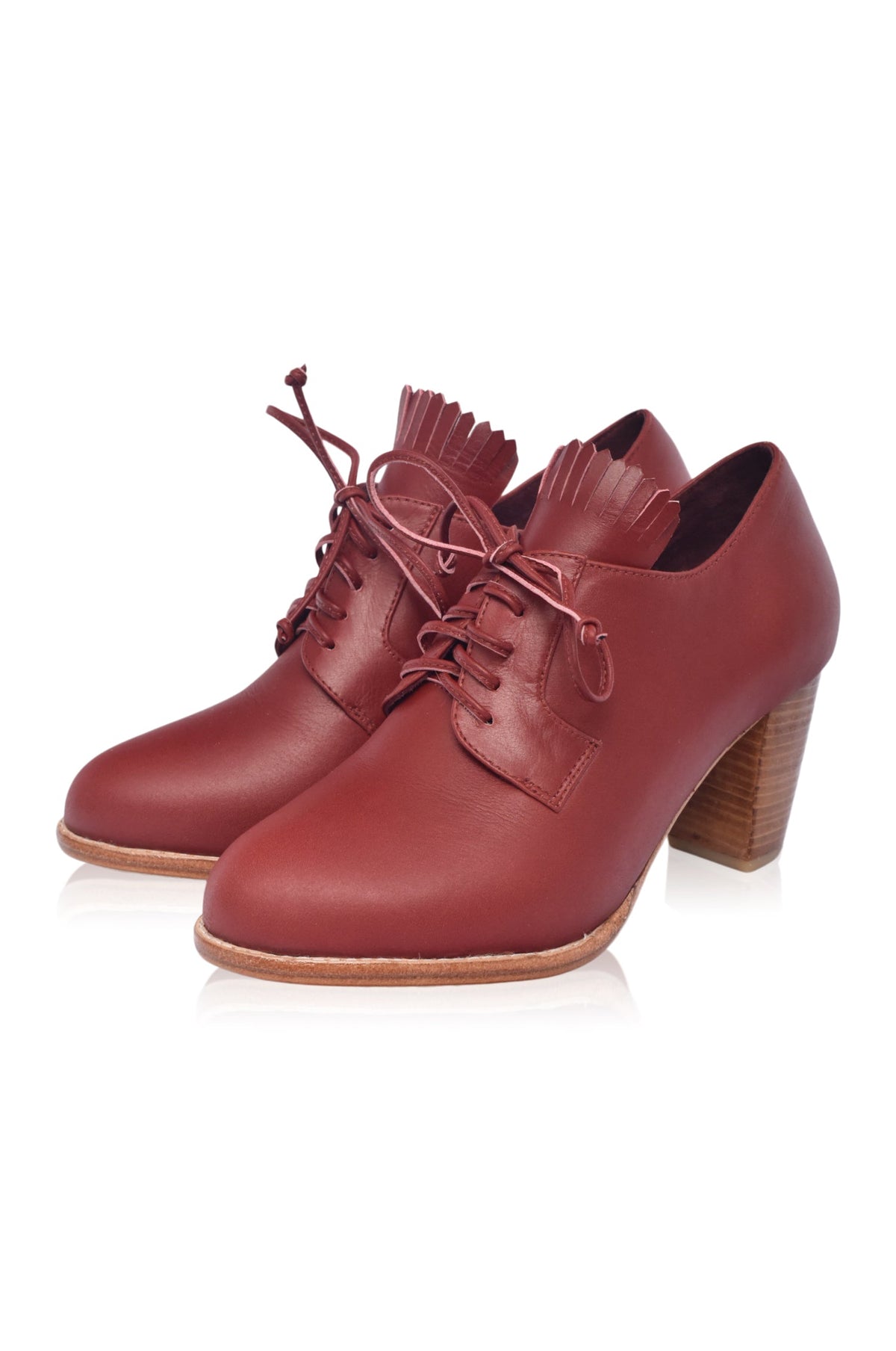 Lyon Lace-Up Leather Oxford Heels