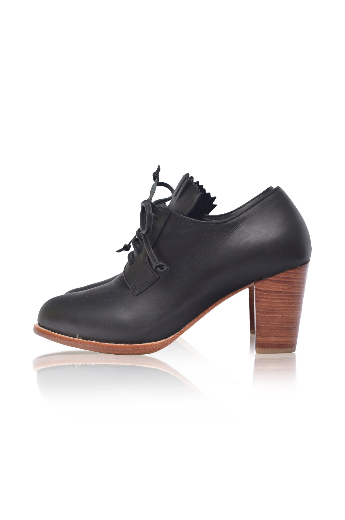 Lyon Lace-Up Leather Oxford Heels