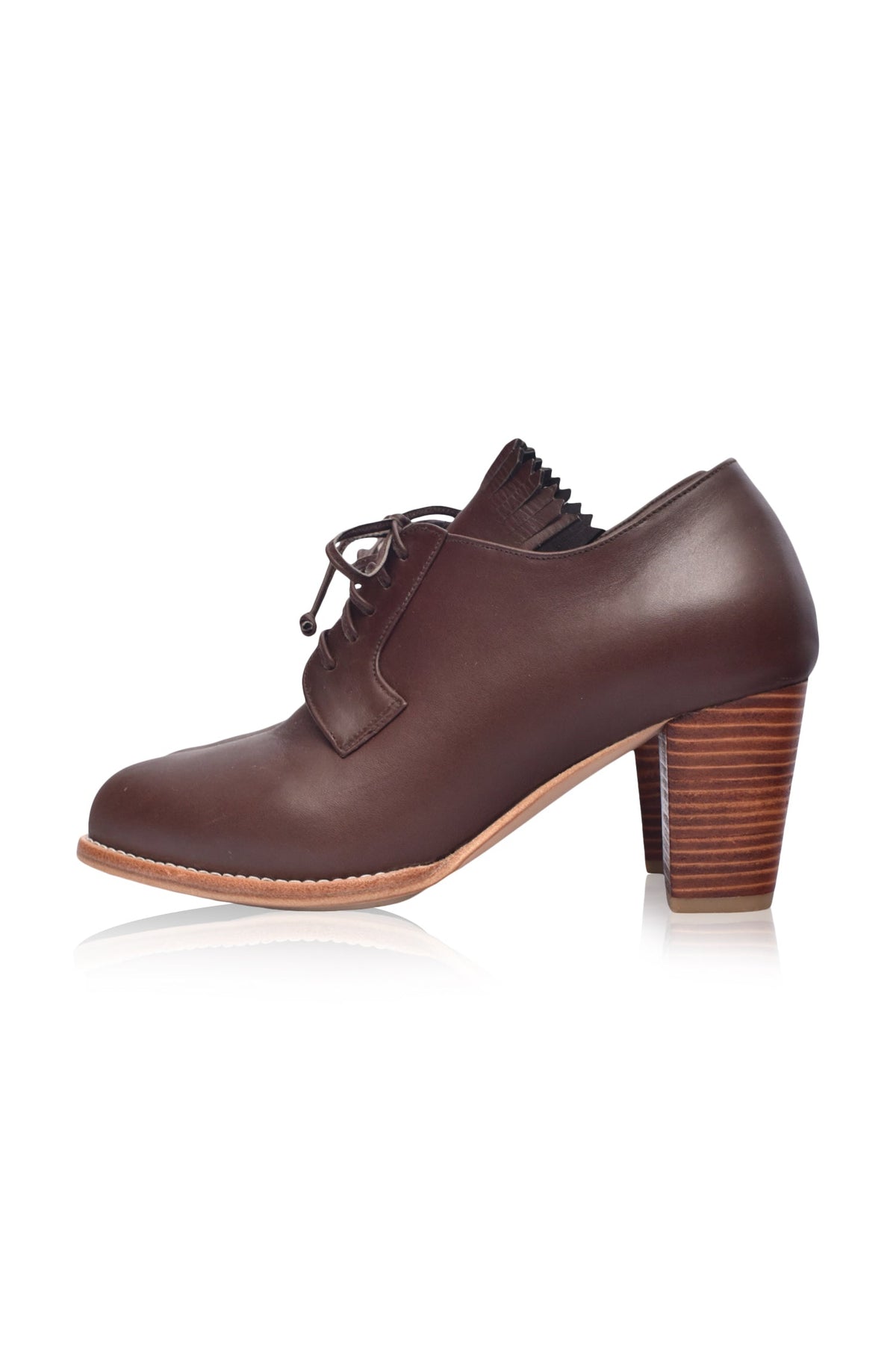 Lyon Lace-Up Leather Oxford Heels