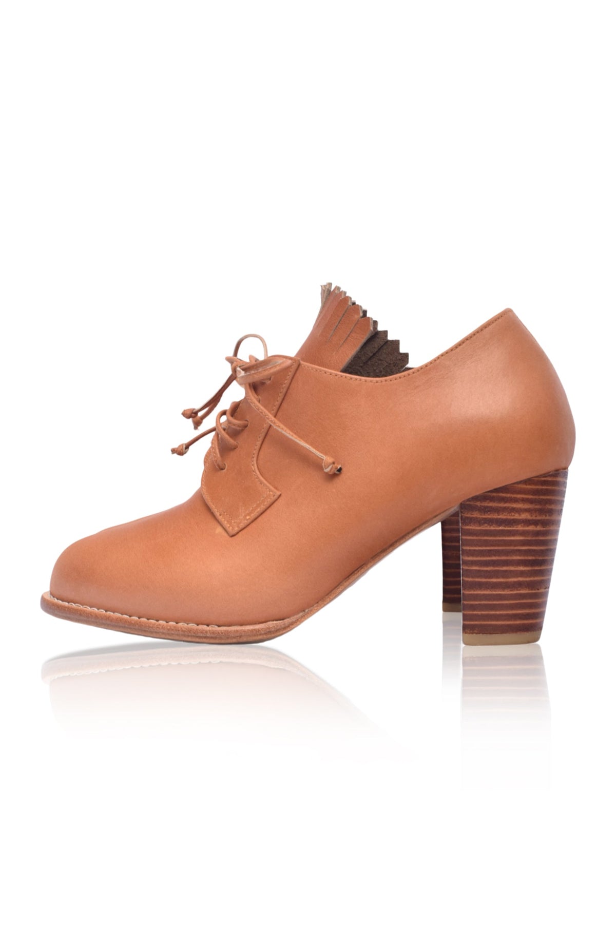 Lyon Lace-Up Leather Oxford Heels