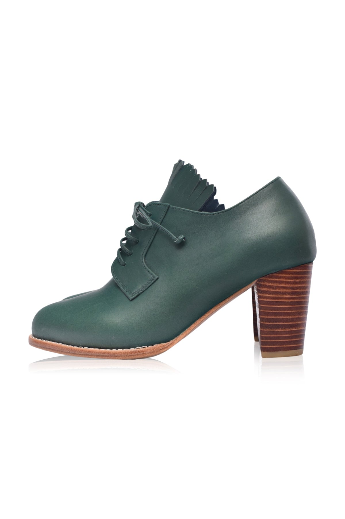 Lyon Lace-Up Leather Oxford Heels