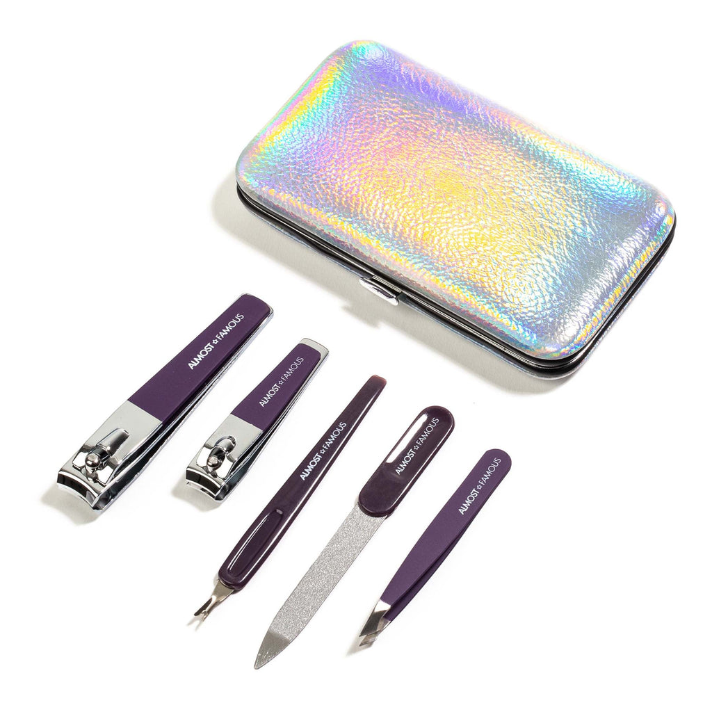 5pc Manicure Kit w/ Holographic Travel Case-0