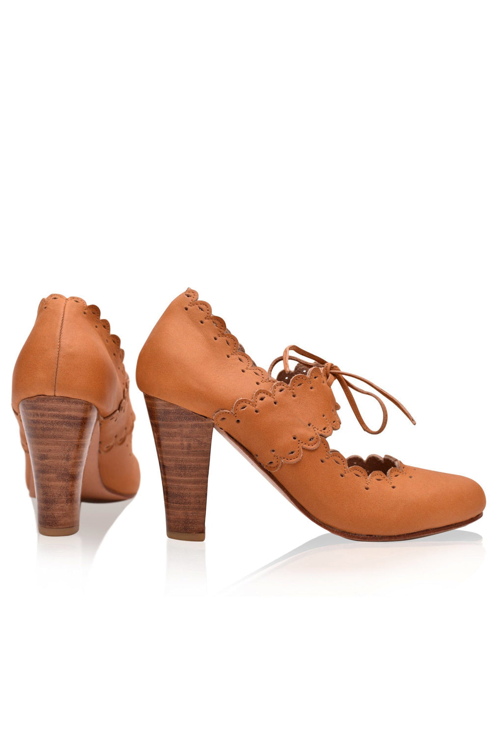 Paradise Bird Scalloped Leather Heels