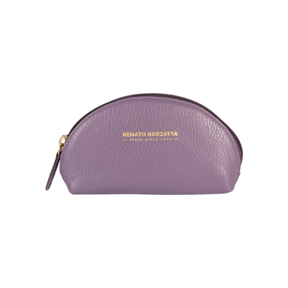 RB1089Y | Half-Moon Clutch Bag Made in Italy in Genuine Dollar Grain Leather. Color: Purple-0
