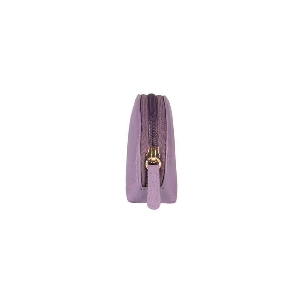 RB1089Y | Half-Moon Clutch Bag Made in Italy in Genuine Dollar Grain Leather. Color: Purple-1