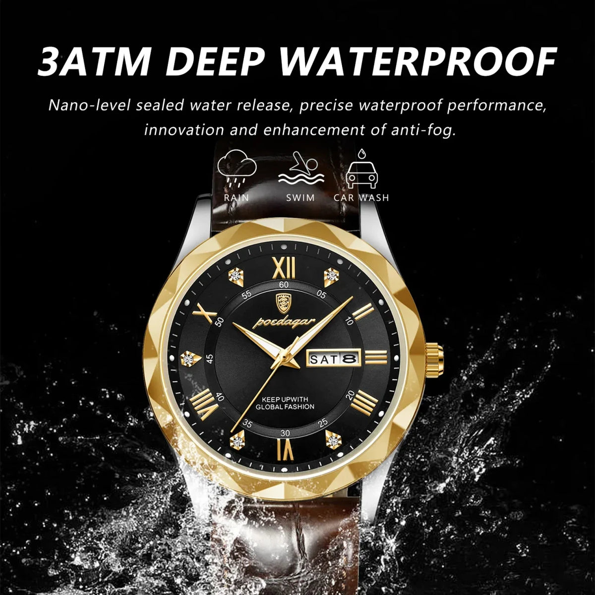 Color: Blue - POEDAGAR Luxury Business Man Wristwatch Waterproof Luminous Date Week Men Watch For M