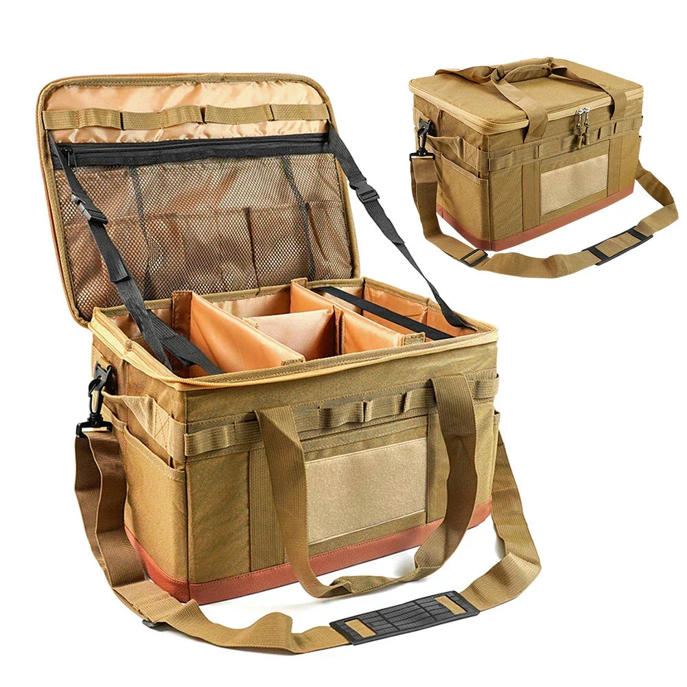 30L Camping Organizer  Storage Bag Khaki-4