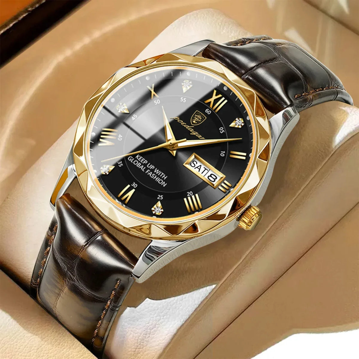 Color: Blue - POEDAGAR Luxury Business Man Wristwatch Waterproof Luminous Date Week Men Watch For M