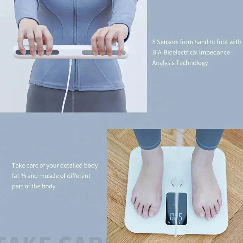 Smart Body Fat Scale with Handle White