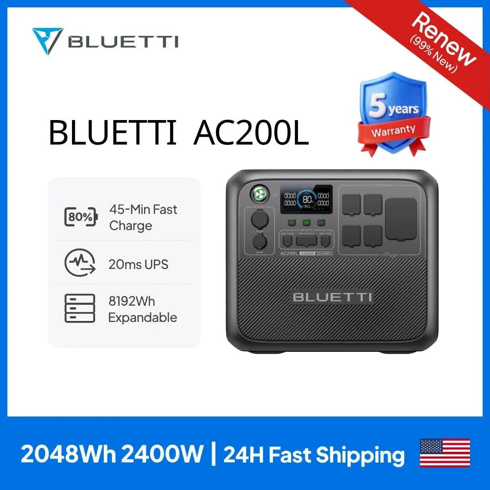 BLUETTI 【RENEW 】AC200L 2048Wh 2400W Portable Power Station Solar Generator High-Capacity Reliable Energy for Home Outdoor-0