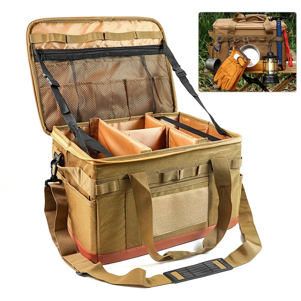 30L Camping Organizer  Storage Bag Khaki-1