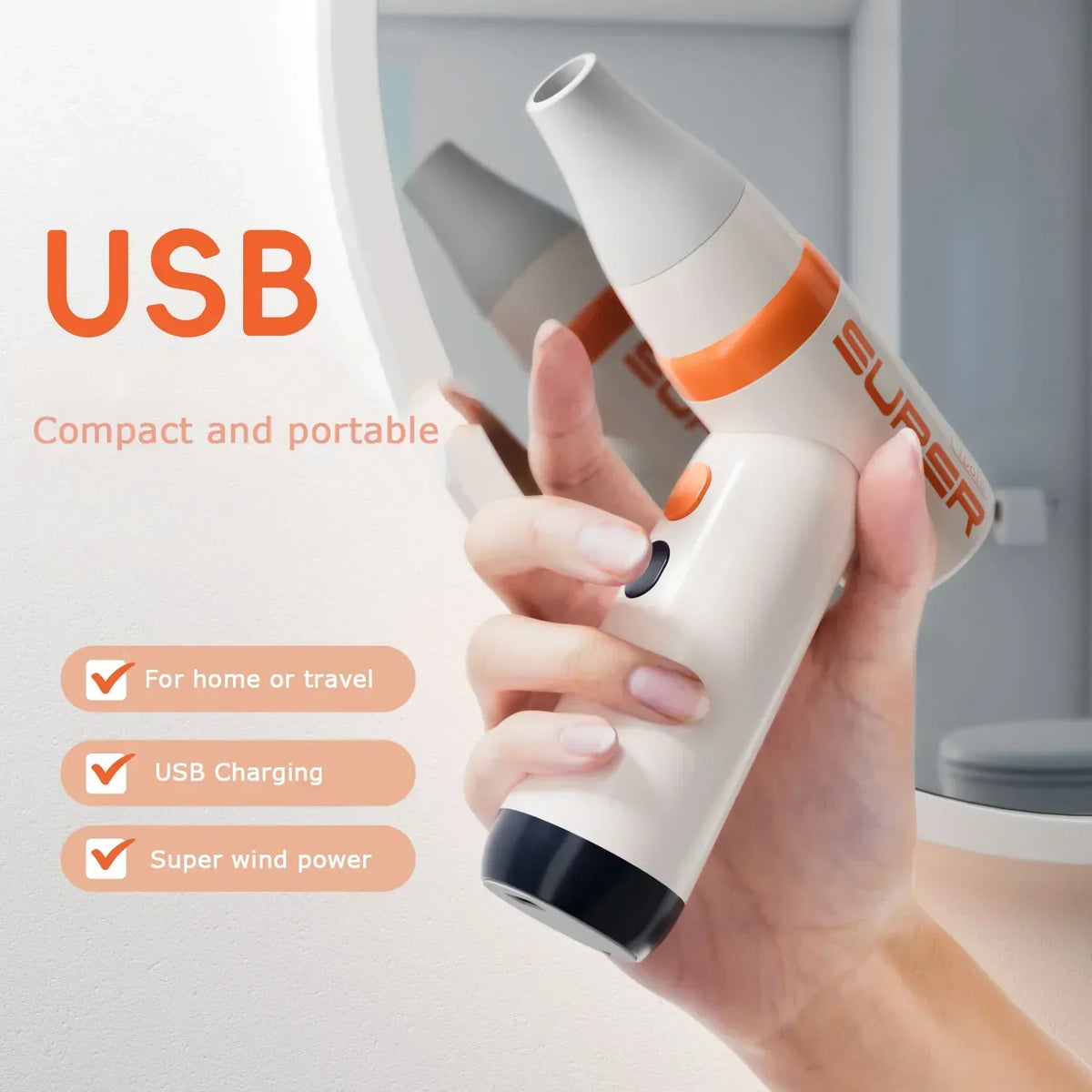 Wireless Handheld Mini Hair Dryer-1