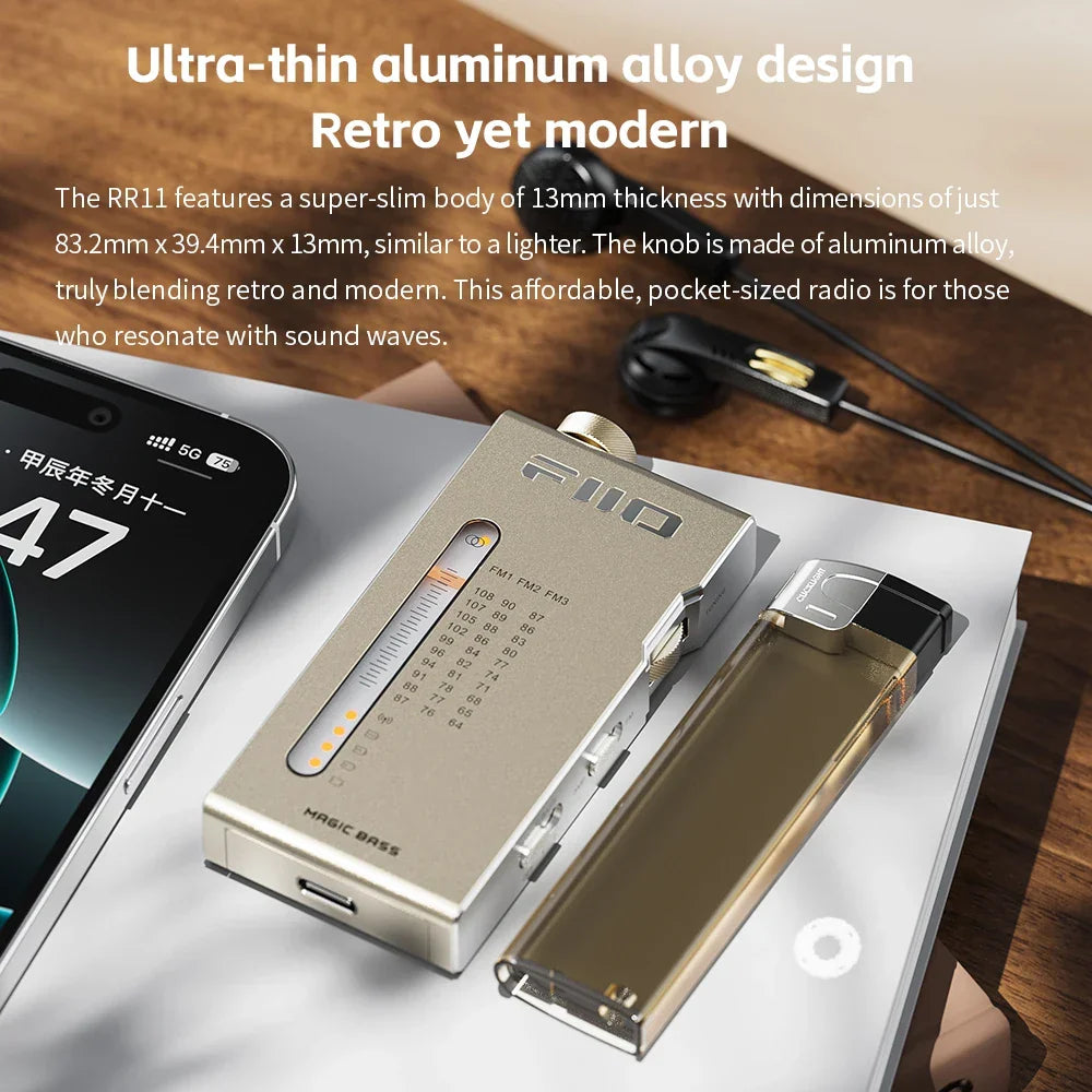 Portable HiFi FM Stereo Radio Receiver Gold