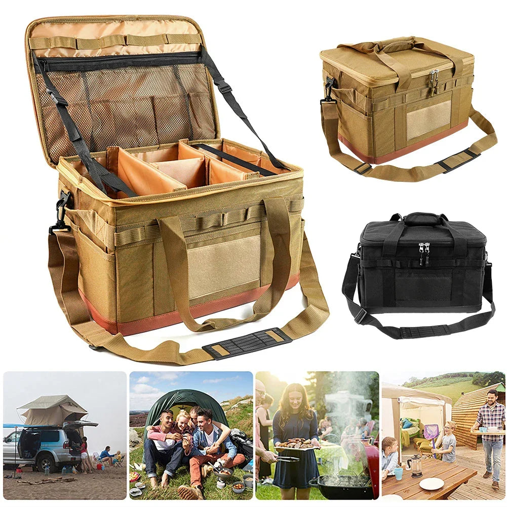 30L Camping Organizer  Storage Bag Khaki-3