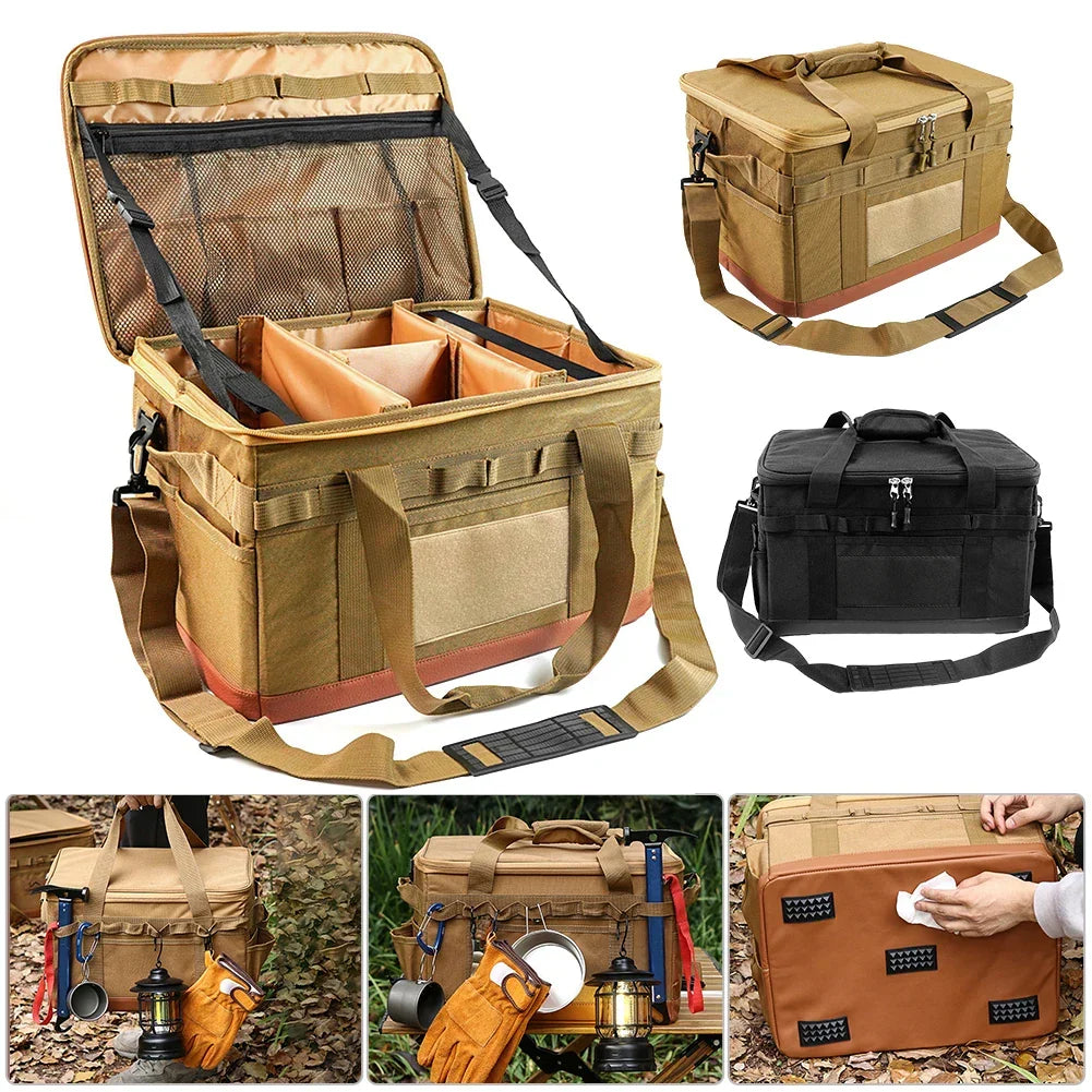 30L Camping Organizer  Storage Bag Khaki-2
