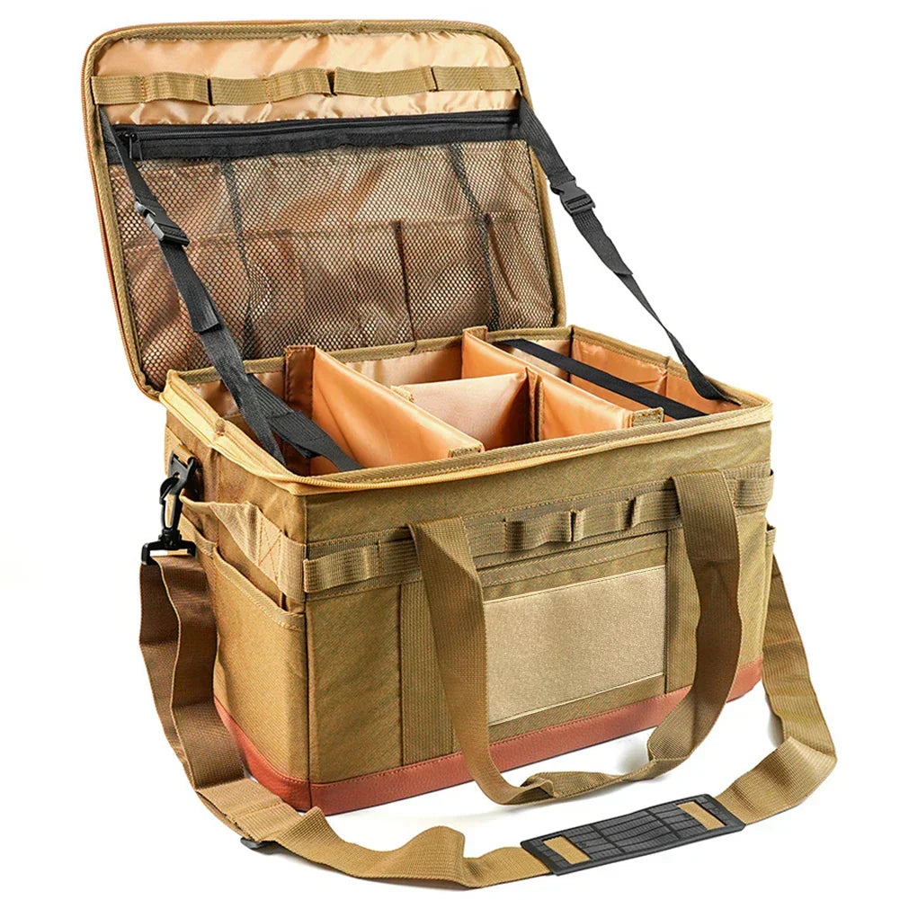 30L Camping Organizer  Storage Bag Khaki-0