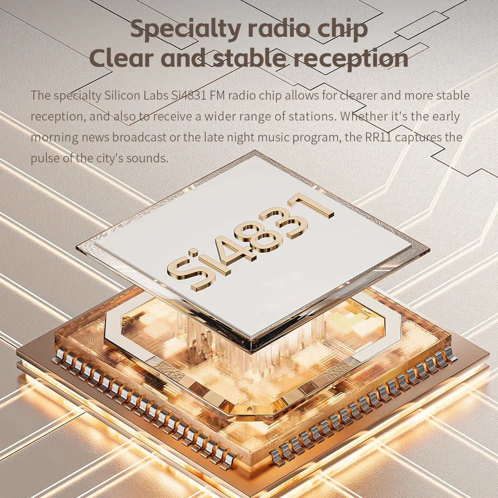 Portable HiFi FM Stereo Radio Receiver Gold