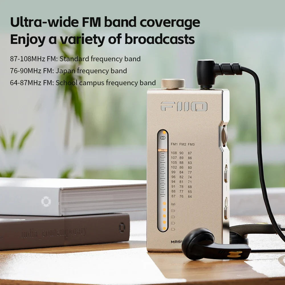 Portable HiFi FM Stereo Radio Receiver Gold