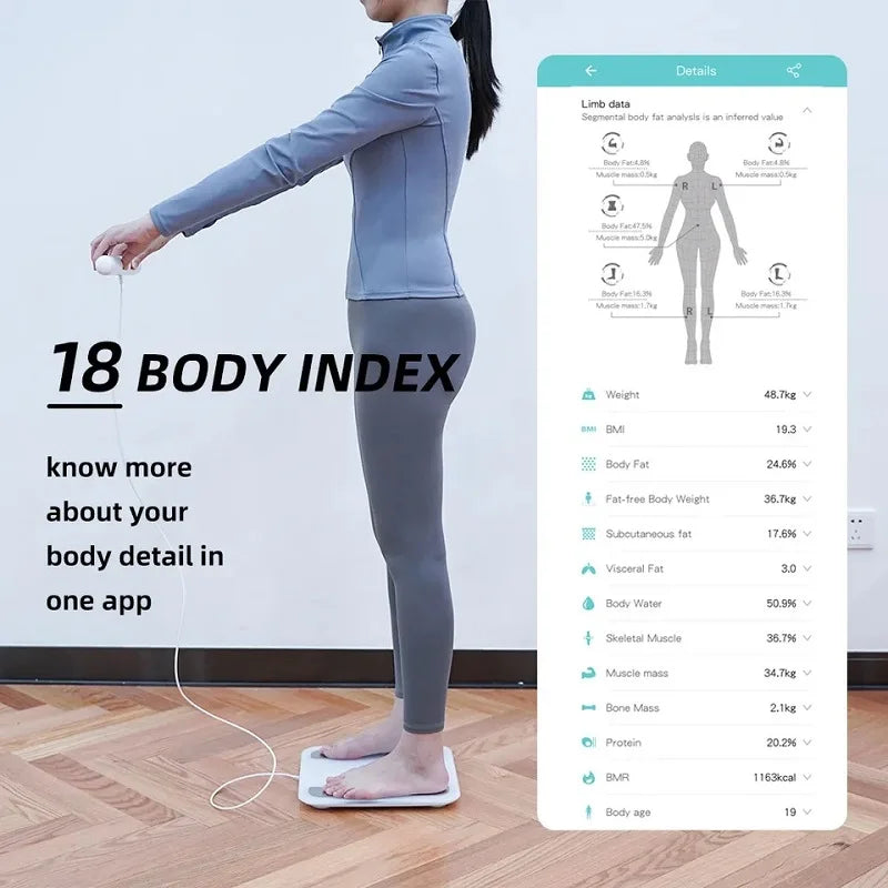 Smart Body Fat Scale with Handle White