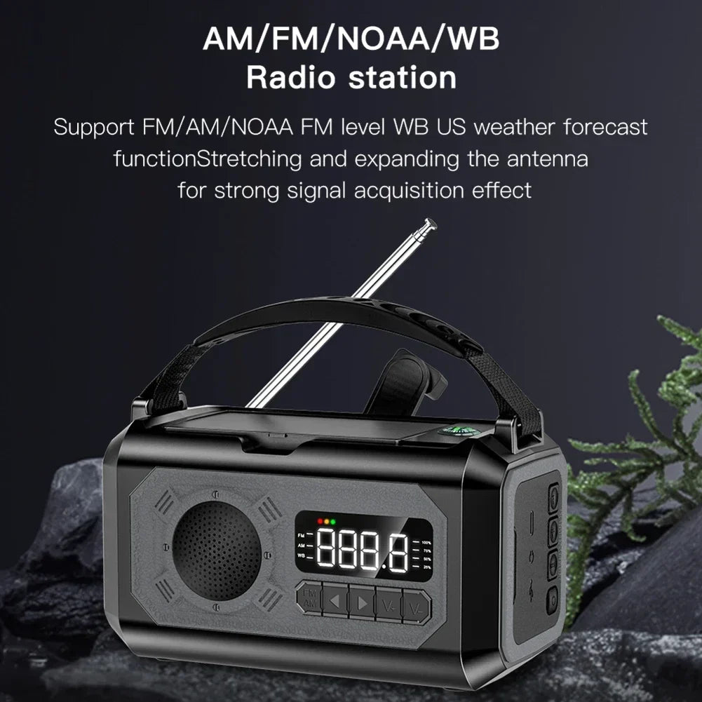 Solar Hand Crank Emergency Radio Grey