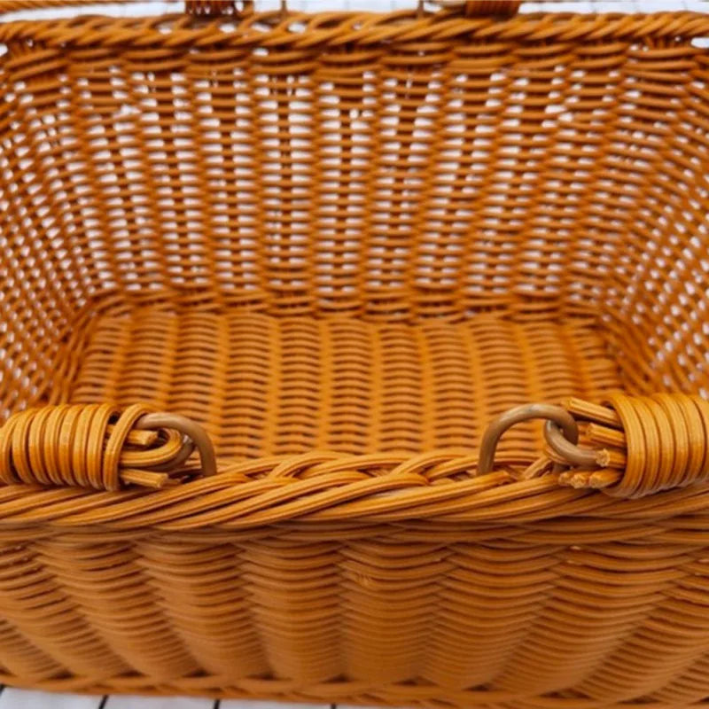 Handwoven Rattan Picnic Basket With Handle-2