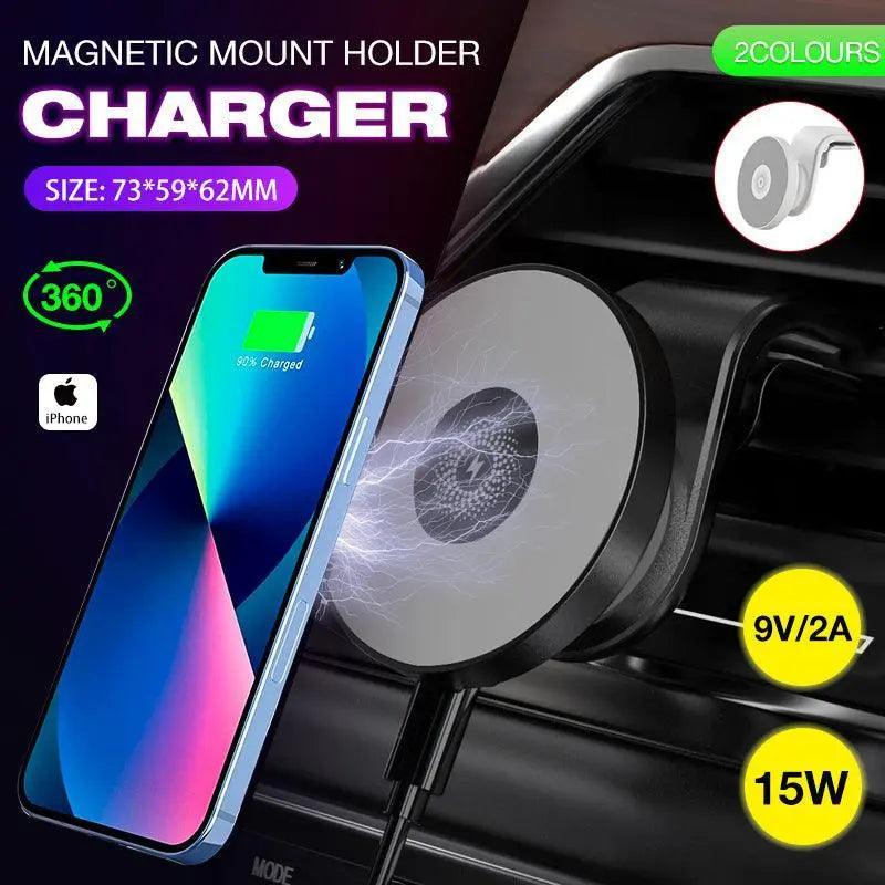 Wireless 15W Magnetic Car Mount Holder Charger For Iphone 13 12 Pro Max Magsafe-0