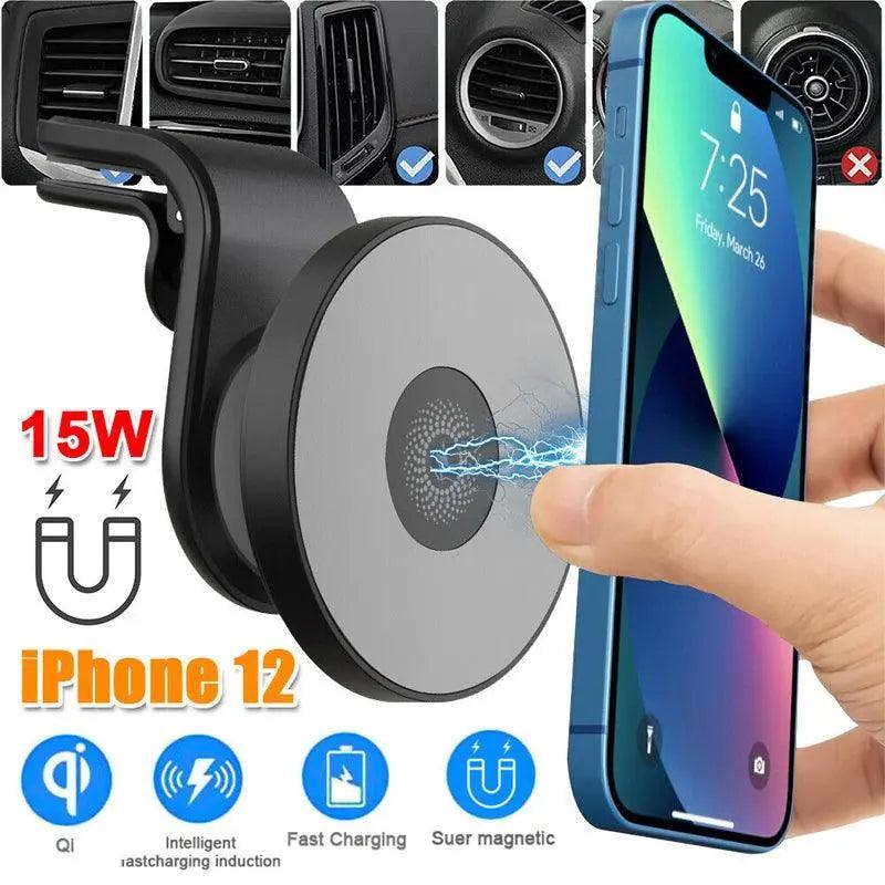 Wireless 15W Magnetic Car Mount Holder Charger For Iphone 13 12 Pro Max Magsafe-2