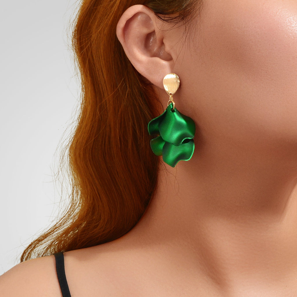 1pair Elegant Flower Petal Dangle Earrings for Women Daily Dating Party Jewelry-6