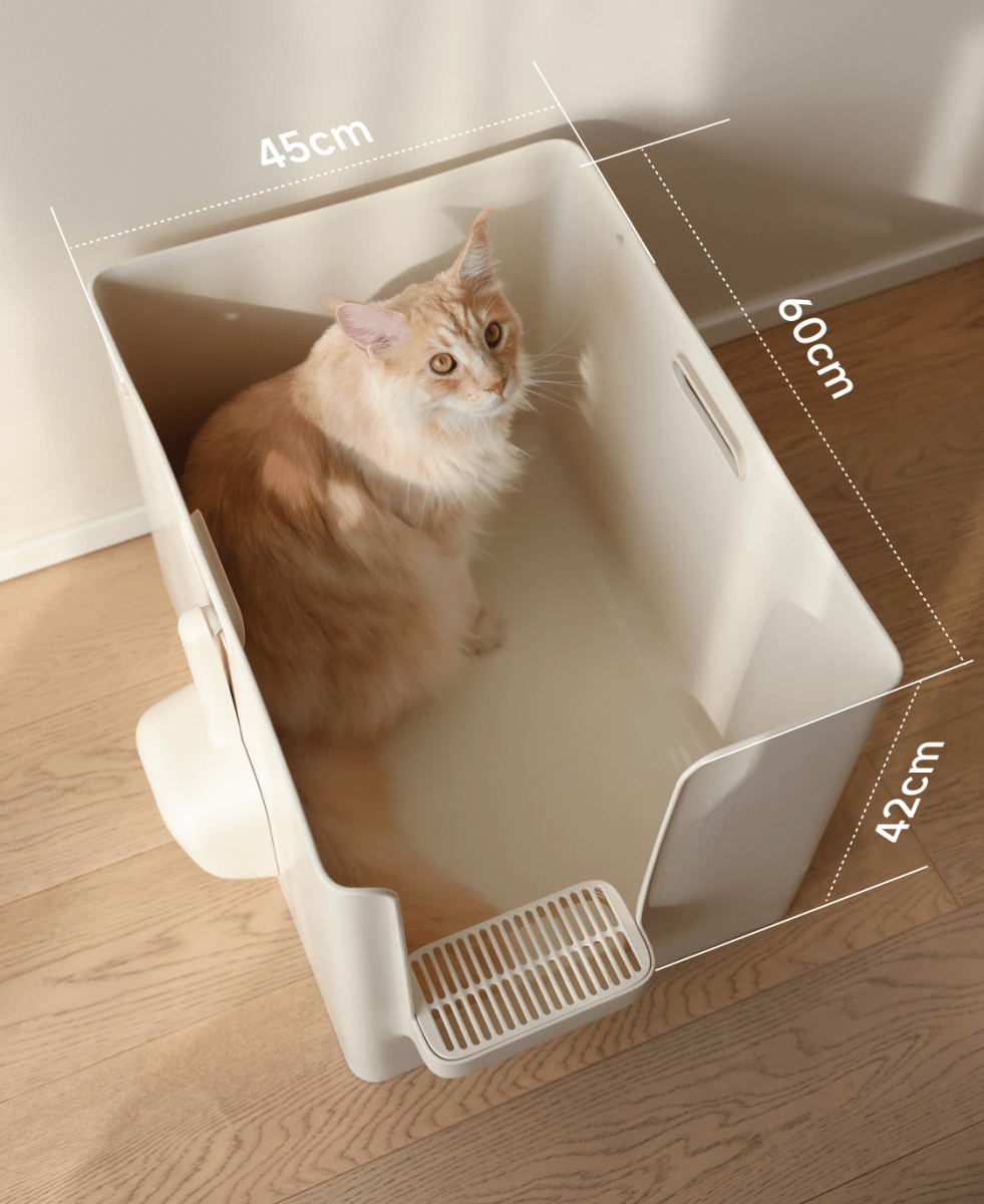Extra Large Semi-Enclosed Cat Litter Box with Step & Scoop Set-4