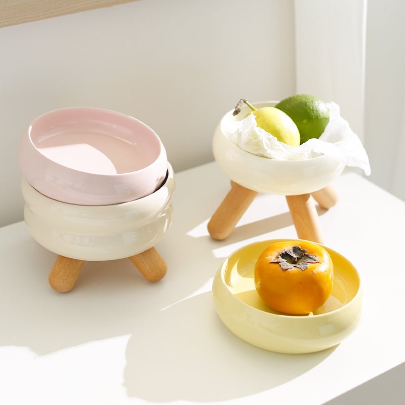 Gulu Elevated Ceramic Pet Food Bowl with Wooden Stand-4