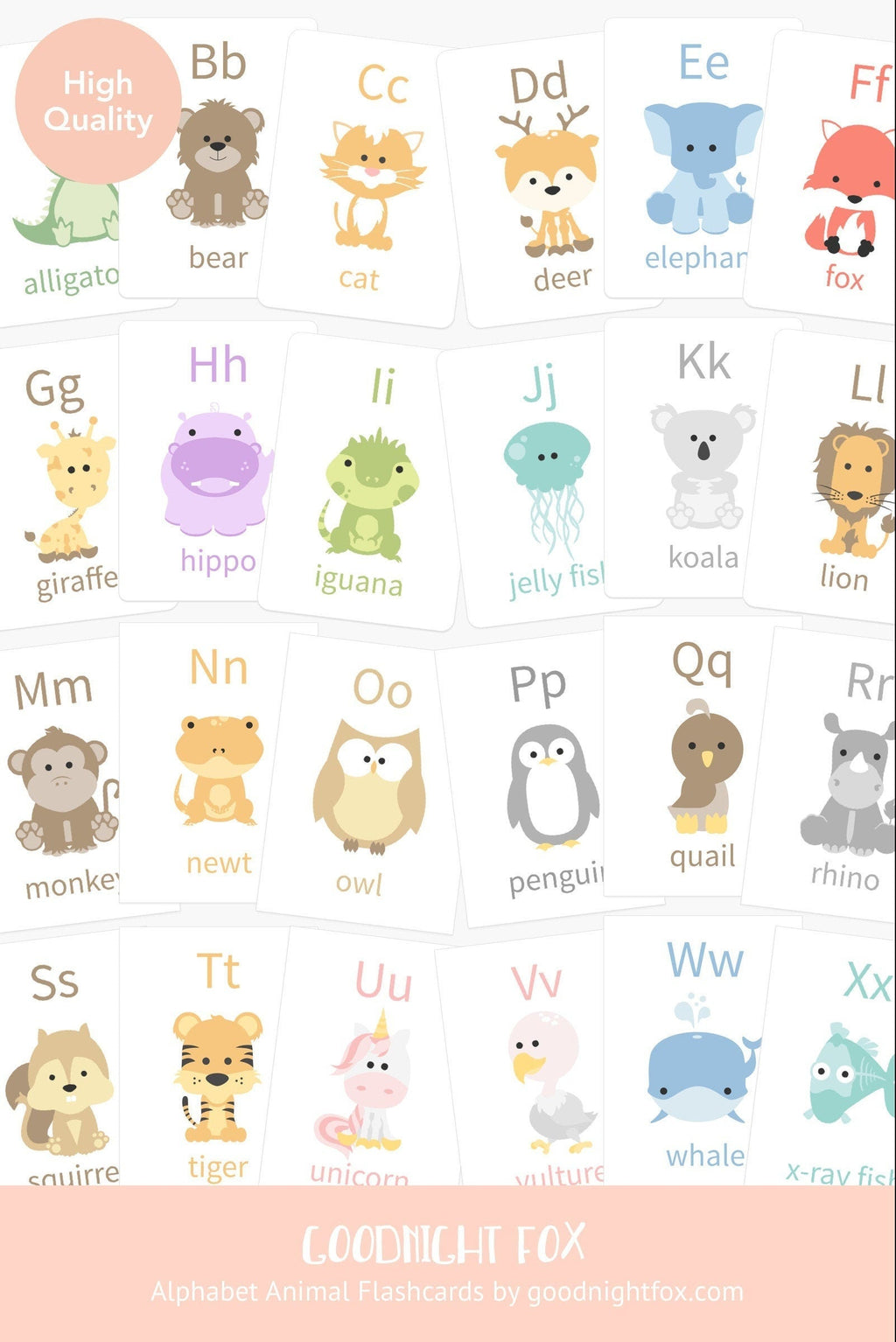 Alphabet Flashcards for Toddlers | ABC Animal Learning Cards for Preschoolers