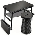 Retractable Folding Table and Adjustable Stool Set-0