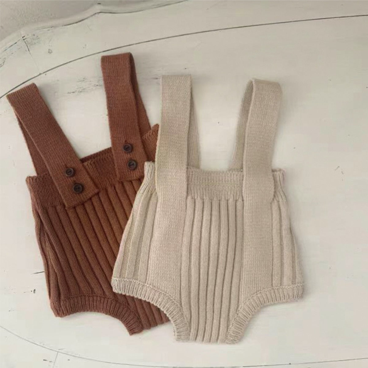 MyKids-USA® Baby Unisex Simple Solid Color Knitted Sleeveless Bodysuit