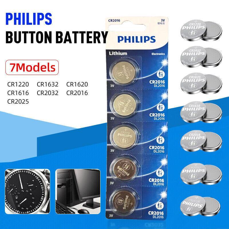 5-20Pcs Philips Cr1220 Cr1616 Cr1620 Cr1632 Cr2016 Cr2025 Cr2032 Button Battery-0