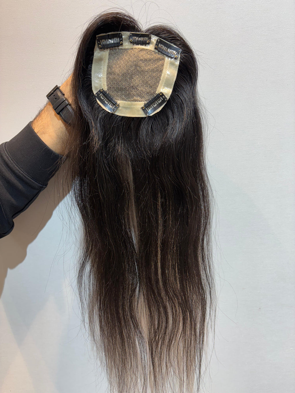 Ponytail-Friendly Hair Topper | Silk Base | Natural Black | Straight | Remy Hair India-4
