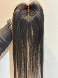 Ponytail-Friendly Hair Topper | Silk Base | Natural Black | Straight | Remy Hair India-3