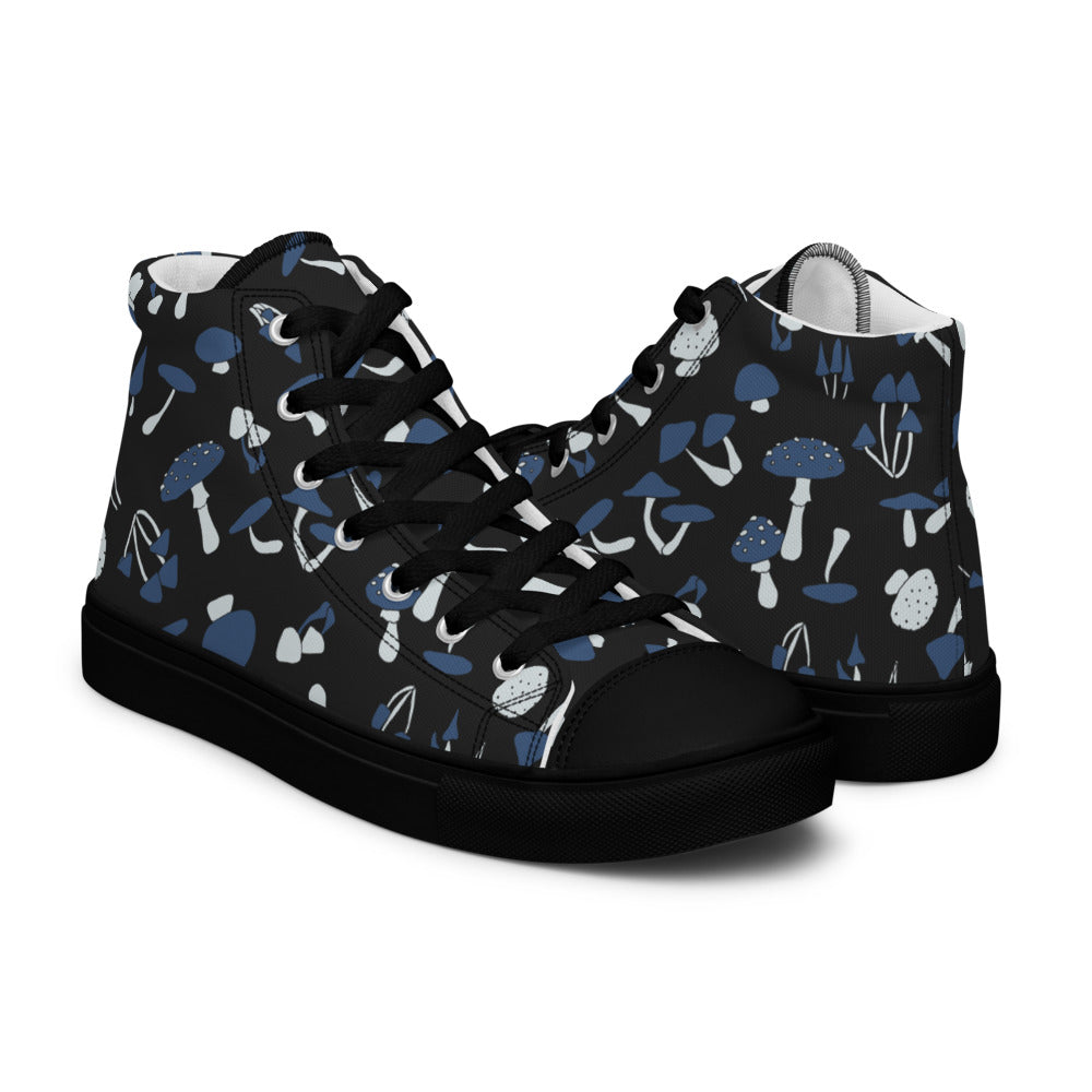Blue Fungi Women’s high top canvas shoes, footwear, penny royal design, shop now, shoes, sneakers